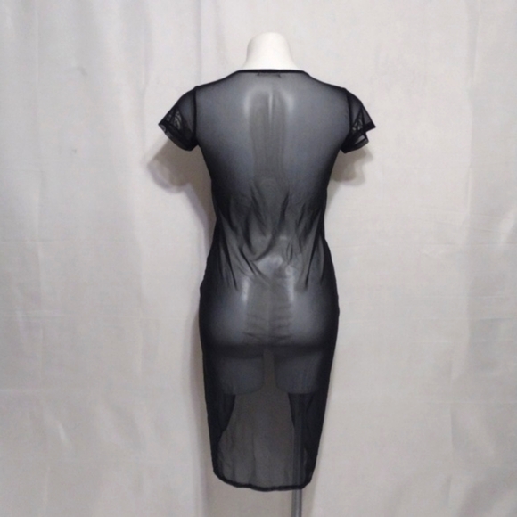 Occasion Edgy Black Mesh Embellished Graphic Top Short Sleeve GIRL BOSS Tee M - Picture 7 of 10